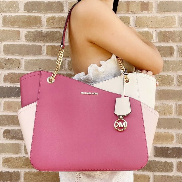 Michael Kor Tote Pink Multi + Double Zip Wristlet - Picture 6 of 6